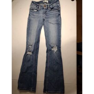 BKE‎ Stella Slim Fit Low Rise Bootcut Distressed Jeans Girls 24x31.5 Medium Wash